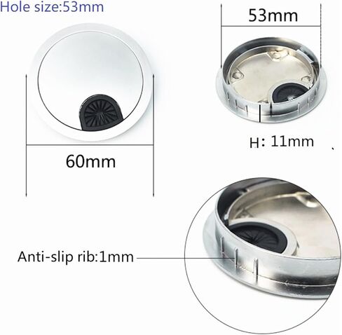 Desk Hole Cover Table Cable Grommet, 5PCS/LOT Computer Grommet Table Cable Outlet Furniture Hardware Zinc Alloy Desk Wire Hole Cover(Black,60mm)(Brush,50mm) in Saudi Arabia