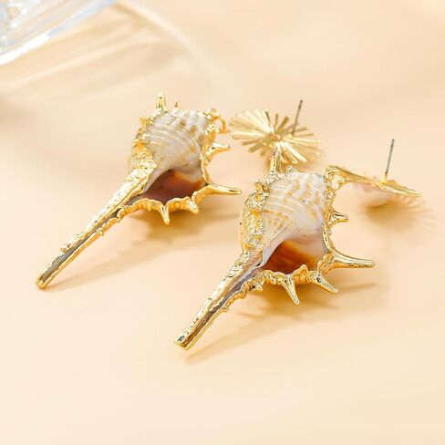 Seashell Conch Dangle Earrings, Beach Shell Tassel Earrings for Women, Bohemian Pearl Seashell Long Earring, Sea Snail Earring Summer Boho Jewelry, Ocean Shell Conch earrings for Ladies in Kuwait