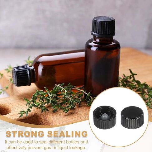 uxcell 32 Pcs Phenolic Resin Cover, 22mm Poly Seal Screw Caps Plastic Replacement Bottle Caps Thread Plastic Lids for Chemicals Food Cosmetics Bottles, Black in Kuwait