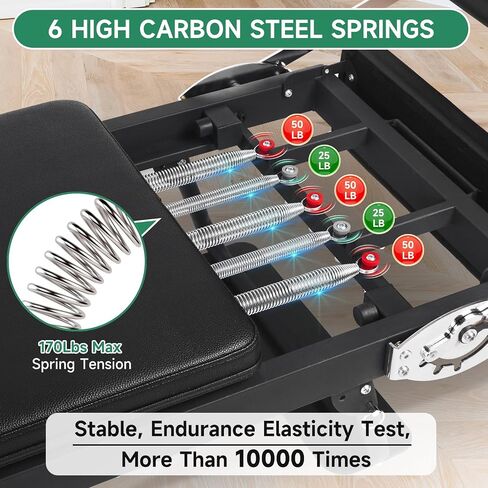 91.5inch Extended Foldable Pilates Reformer, Pilates Machine with Pilates Ring Circle & Headrest, Jumpboard, Dual Resistance Springs, Upgrade Pilates Equipment for Home Workout, up to 500 lbs in Saudi Arabia