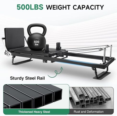 91.5inch Extended Foldable Pilates Reformer, Pilates Machine with Pilates Ring Circle & Headrest, Jumpboard, Dual Resistance Springs, Upgrade Pilates Equipment for Home Workout, up to 500 lbs in Saudi Arabia