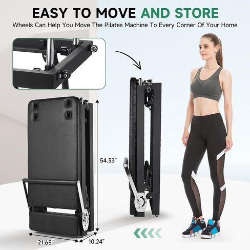 91.5inch Extended Foldable Pilates Reformer, Pilates Machine with Pilates Ring Circle & Headrest, Jumpboard, Dual Resistance Springs, Upgrade Pilates Equipment for Home Workout, up to 500 lbs in Saudi Arabia