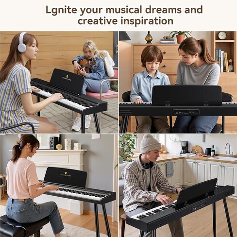 Keyboard Piano 88 Key Digital: 88 Key Piano keyboard Semi-Weighted Full Size Keyboard Digital Premium Sound MIDI Headphone Jack Triple Pedal Compact Design for Beginners to Professionals in Kuwait