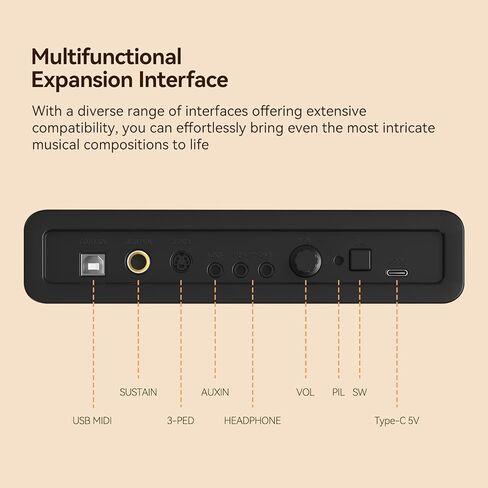 Keyboard Piano 88 Key Digital: 88 Key Piano keyboard Semi-Weighted Full Size Keyboard Digital Premium Sound MIDI Headphone Jack Triple Pedal Compact Design for Beginners to Professionals in Kuwait