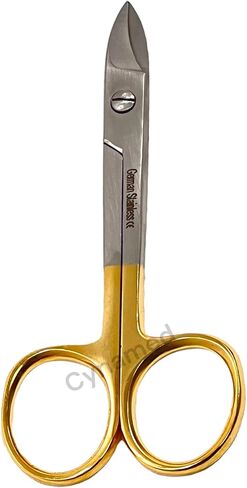 مجموعة من مقصين من سلك الأسنان مقص 4.25 بوصة التاج والطوق ، شفرات ناعمة منحنية ، حلقات ذهبية in Kuwait