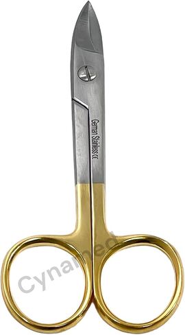 مجموعة من مقصين من سلك الأسنان مقص 4.25 بوصة التاج والطوق ، شفرات ناعمة منحنية ، حلقات ذهبية in Kuwait