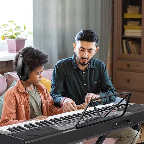 61 Key Piano Keyboard, Electric Keyboard Piano with Light-Up Keys, 255 Tones/Rhythms, Smart Learning System, Headphone, Microphone, Keyboard Stand, Stool, Stickers, Piano Keyboard Set for Beginners in Kuwait