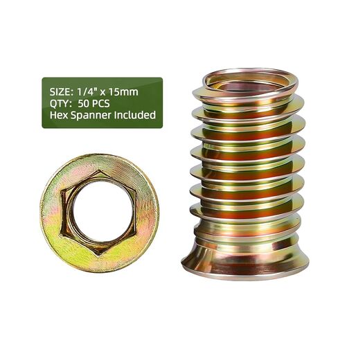 30 PCS M8-1.25 x 25mm Threaded Inserts for Wood Professional Threaded Insert Nuts for Furniture & Wooden Products, Hex Spanner Included in Saudi Arabia