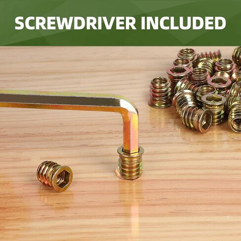 30 PCS M8-1.25 x 25mm Threaded Inserts for Wood Professional Threaded Insert Nuts for Furniture & Wooden Products, Hex Spanner Included in Saudi Arabia