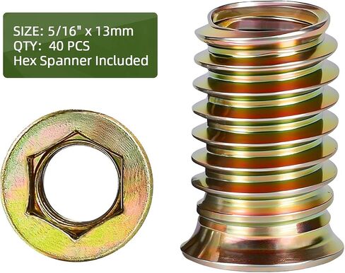 30 PCS M8-1.25 x 25mm Threaded Inserts for Wood Professional Threaded Insert Nuts for Furniture & Wooden Products, Hex Spanner Included in Saudi Arabia