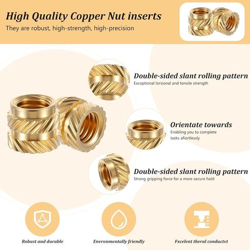 100 Pcs M5 Threaded Insert M5 Heat Set Inserts 3D Printing Brass Nuts Knurled Twill Thread Nut Inserts for Loptop Automotive Plastic Shells in Saudi Arabia