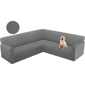 HDCAXKJ Corner Sectional Couch Cover Stretch L Shape Sofa Cover Thick Jacquard Sofa Slipcover Non Slip U Shaped Couch Cover for Sectional Sofa Pets Living Room Furniture Protector (Chocolate, X-Large) in Kuwait