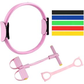 8pcs pilates مجموعة حلقة ، معدات تمرين بيلاتيس مع مجموعة مقاومة للدواسة 6 أنبوب 5pcs نطاقات مقاومة مفتوحة للياقة البدنية لاستقرار مرونة القوة وتنغيم الجسم in Saudi Arabia
