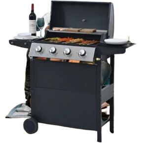 Burner Barbecue Grill, Stainless Steel Patio Garden Barbecue Grill With Two Shelves, Lid, Wheels And Bottle Opener in Saudi Arabia