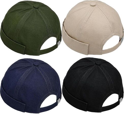 4 أجهزة كمبيوتر لا حافة القبعات Docker Cap Black Brimless Hat Sailor Skullcap Caps Skull Cuff Cuff Beanie Hip Hop Hots with Buckle for Men in Kuwait
