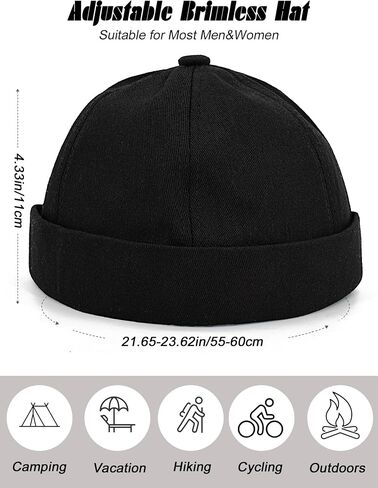 4 أجهزة كمبيوتر لا حافة القبعات Docker Cap Black Brimless Hat Sailor Skullcap Caps Skull Cuff Cuff Beanie Hip Hop Hots with Buckle for Men in Kuwait