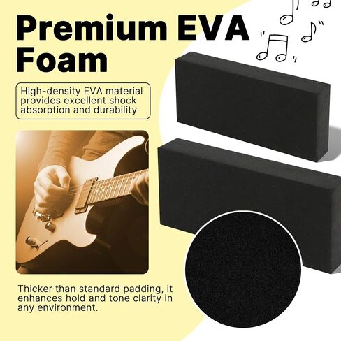 12-Pack 10mm Thick EVA Foam Adjustment Pads for Jazzmaster Pickups & Bass Pickups - 70x30x10mm Self-Adhesive Anti-Vibration Pickup Covers Precision Cutting & Enhanced Support in Saudi Arabia