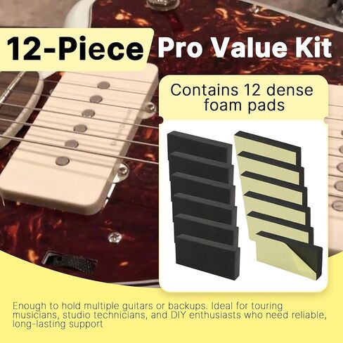 12-Pack 10mm Thick EVA Foam Adjustment Pads for Jazzmaster Pickups & Bass Pickups - 70x30x10mm Self-Adhesive Anti-Vibration Pickup Covers Precision Cutting & Enhanced Support in Saudi Arabia