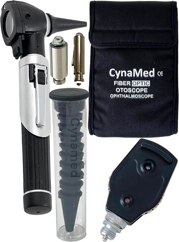 Premium High Grade Home Use Student Otoscope Set Fiber Optic Digital Bright Led Ear Light Design 4X Magnification with Storage Washable Speculum Tips for Children Adults and Pets Cynamed in Saudi Arabia