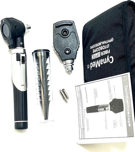 Premium High Grade Home Use Student Otoscope Set Fiber Optic Digital Bright Led Ear Light Design 4X Magnification with Storage Washable Speculum Tips for Children Adults and Pets Cynamed in Saudi Arabia