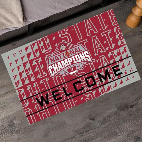 Fanmats Ohio State 2025 CFP National Champion Crumb Rubber Outdoor Door حصيرة - 18in. × 30 بوصة -ديكور منزلي مثالي لطريقة دخولك أو الشرفة أو الطين -راجع Buckeye -مرخص رسميًا رسميًا in Saudi Arabia