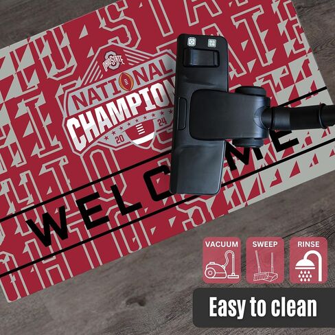 Fanmats Ohio State 2025 CFP National Champion Crumb Rubber Outdoor Door حصيرة - 18in. × 30 بوصة -ديكور منزلي مثالي لطريقة دخولك أو الشرفة أو الطين -راجع Buckeye -مرخص رسميًا رسميًا in Saudi Arabia