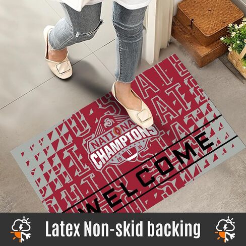 Fanmats Ohio State 2025 CFP National Champion Crumb Rubber Outdoor Door حصيرة - 18in. × 30 بوصة -ديكور منزلي مثالي لطريقة دخولك أو الشرفة أو الطين -راجع Buckeye -مرخص رسميًا رسميًا in Saudi Arabia