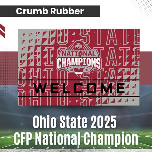 Fanmats Ohio State 2025 CFP National Champion Crumb Rubber Outdoor Door حصيرة - 18in. × 30 بوصة -ديكور منزلي مثالي لطريقة دخولك أو الشرفة أو الطين -راجع Buckeye -مرخص رسميًا رسميًا in Saudi Arabia