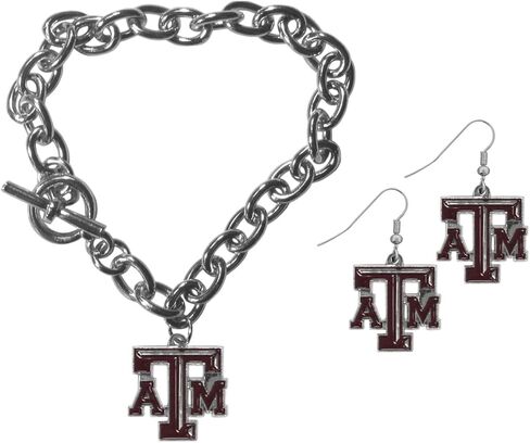 Siskiyou CDEN26CBR Female NCAA Texas A & M Aggies Chain Bracelet & Dangle Earrings Set - Set of 2 in Saudi Arabia