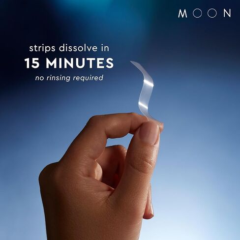 MOON Dissolving Teeth Whitening Strips - Vegan, Easy-to-Use, No Rinse White Strips - Hydrogen Peroxide and Essential Oils Infused Gentle Teeth Whitening Kit - Travel Essentials for Oral Care (56 Ct) in Kuwait