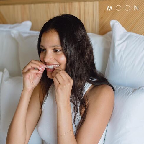 MOON Dissolving Teeth Whitening Strips - Vegan, Easy-to-Use, No Rinse White Strips - Hydrogen Peroxide and Essential Oils Infused Gentle Teeth Whitening Kit - Travel Essentials for Oral Care (56 Ct) in Kuwait