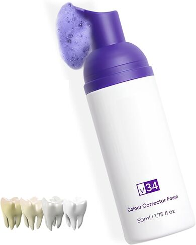 Teeth Whitening Foam with Purple Color Correcting Technology – 50ml Gentle Formula for Daily Use, Stain Removal, Mint Flavor, Safe for Sensitive Teeth, Enamel-Friendly Whitening in Saudi Arabia