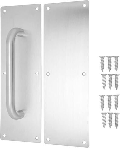 Pull Push Door Plate Handle Heavy Duty 304 Stainless Steel White Oval Handle for Offices Hotels Restaurants Fire Doors Escape Doors Sliding Barn Doors Wooden Doors in Saudi Arabia