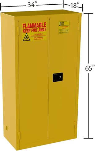 Jamco 45 Gallon Safety Feether Feethlet for Slampable Sivers ، Doors Diros Doins ، أصفر ، 43 بوصة × 18 بوصة × 65 بوصة ، طراز BM45 in Kuwait