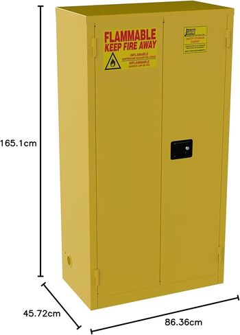 Jamco 45 Gallon Safety Feether Feethlet for Slampable Sivers ، Doors Diros Doins ، أصفر ، 43 بوصة × 18 بوصة × 65 بوصة ، طراز BM45 in Kuwait