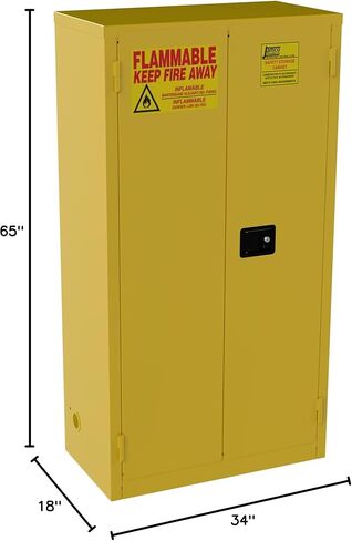 Jamco 45 Gallon Safety Feether Feethlet for Slampable Sivers ، Doors Diros Doins ، أصفر ، 43 بوصة × 18 بوصة × 65 بوصة ، طراز BM45 in Kuwait
