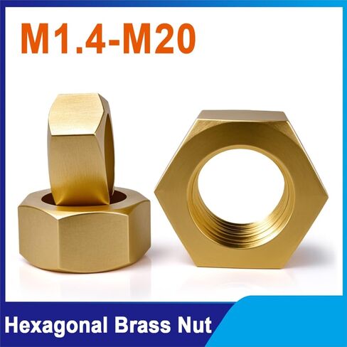 1/50PCS Brass Hex Nut Metric Threaded Hexagonal Nuts M2-M20(M14 (2Pcs)) in Saudi Arabia