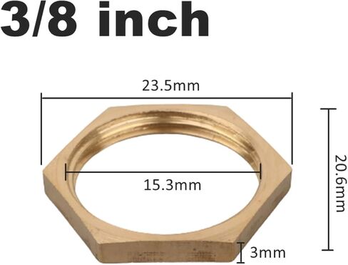5PCS Brass Hex Nuts 1/8 1/4 3/8 1/2 3/4 1 Inch Thread Hexagon Nuts Metal Sealing Fittings Plumbing Accessories(3l8 inch) in Saudi Arabia