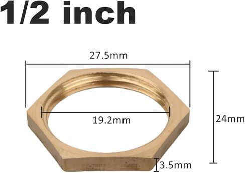 5PCS Brass Hex Nuts 1/8 1/4 3/8 1/2 3/4 1 Inch Thread Hexagon Nuts Metal Sealing Fittings Plumbing Accessories(3l8 inch) in Saudi Arabia