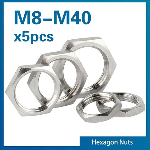 5pcs 304 الفولاذ المقاوم للصدأ سداسي القفل أنبوب الجوز تركيب M8-M40 Pitch 1mm 1.5mm متري أنثى (M18x1.5x22x4 5pcs) in Saudi Arabia