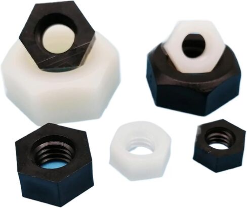 20/50pcs نايلون العزل البلاستيكي سداسي المسدس Nut M3-M8 أسود أبيض مقياس ملولب المسمار الترباس (أبيض ، 50pcs M5) in Saudi Arabia