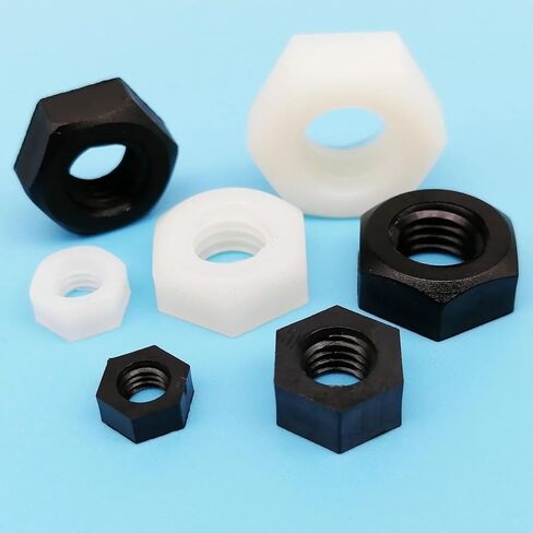 20/50pcs نايلون العزل البلاستيكي سداسي المسدس Nut M3-M8 أسود أبيض مقياس ملولب المسمار الترباس (أبيض ، 50pcs M5) in Saudi Arabia