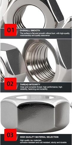 2/50PCS 304 Stainless Steel Hex Nut Metric Threaded Metalworking Hexagonal Nuts M1-M24(M10 (5Pcs)) in Saudi Arabia