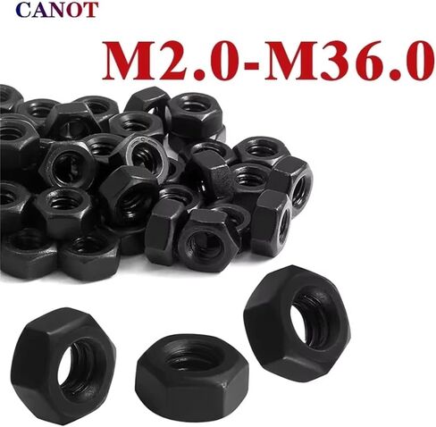 2/50PCS Black Oxide Carbon Steel Metric Hex Hexagon Nuts M2-M27(M2 (50pcs)) in Saudi Arabia