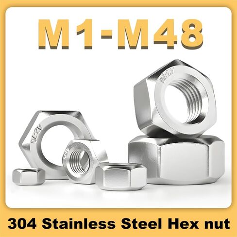 1/100pcs M1-M48 Nuts hex Stex Stefles 304 المقياس السداسي السداسي السداسي المكسرات (M14 (10pcs)) in Saudi Arabia