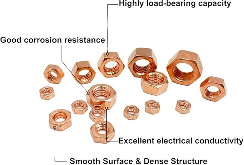 1/30PCS Hexagon Nut High Temperature Resistance Conductive Conduction M3-M20 Red Copper Hex Nuts(20Pcs M5) in Saudi Arabia