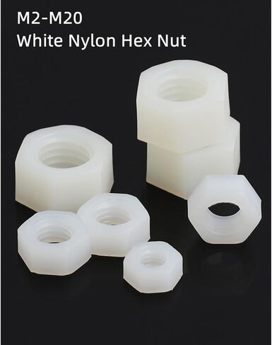 5-20PCS M2-M20 White Nylon Hex Nuts Hex Plastic Insulating Nuts(10pcs,M18) in Saudi Arabia