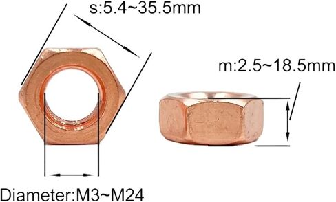 2/10pcs نقي النحاس مسدس غسالة القفل غطاء المسمار الترباس M3-M20 ارتفاع درجة الحرارة التوصيل السداسي السداسي (5pcs m3) in Saudi Arabia