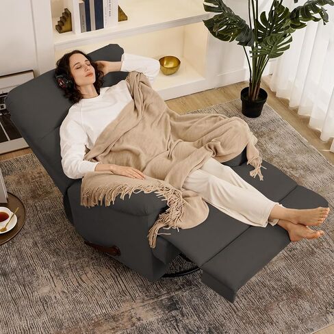 Large Glider Rocker Recliner,Beige Swivel Rocking Recliner Chair,Reclining Sofa Rocking Chair Nursery,23 Inches Deep Seat & 27 inches High Back,for Living Room, Bed Room‎ (Beige) in Kuwait