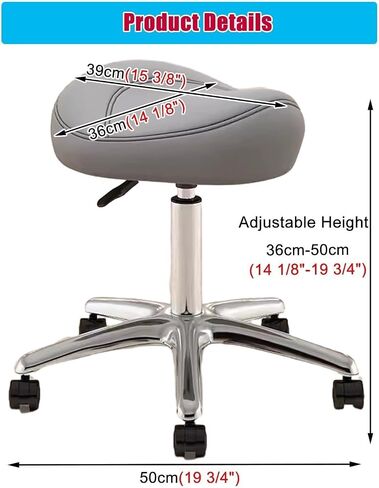 Adjustable Height Saddle Chair for Dental Hygienist and Artists Rolling Stool with 360° Swivel Metal Salon Seat PU Wheel(Black) in Saudi Arabia